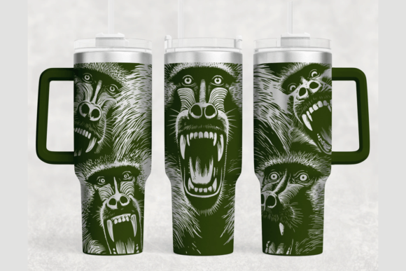 Baboons 40oz Laser Tumbler Wrap SVG: Graphics for Local Tumbler Wraps