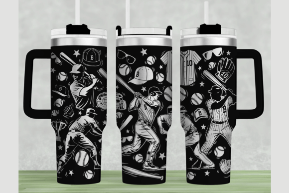 Baseball 40oz Laser Tumbler Wrap SVG Graphics