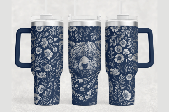 Bear Flower 40oz Laser Tumbler Wrap SVG: Graphics for Impactful Tumbler Wraps