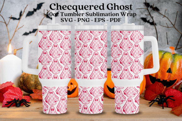 Checquered Ghost 40oz Tumbler Wrap SVG Graphics