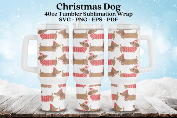 Christmas Dog 40oz Tumbler Wrap SVG: Graphics for Festive Tumbler Wraps