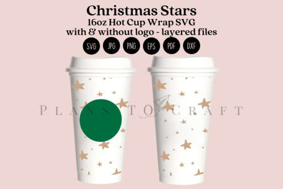 Christmas Stars 16oz Hot Cup Wrap SVG: Graphics for Tumbler Wraps