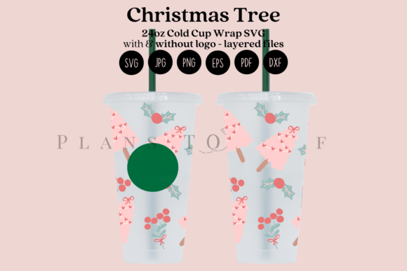 Christmas Tree 24oz Cold Cup Wrap SVG: Graphics for Tumbler Wraps