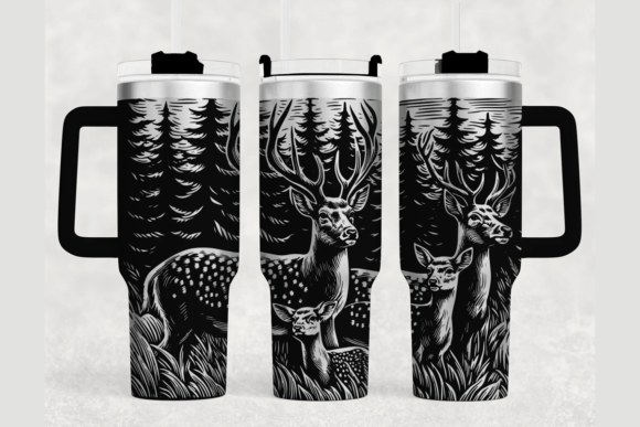 Deer Family 40oz Laser Tumbler Wrap SVG Graphics