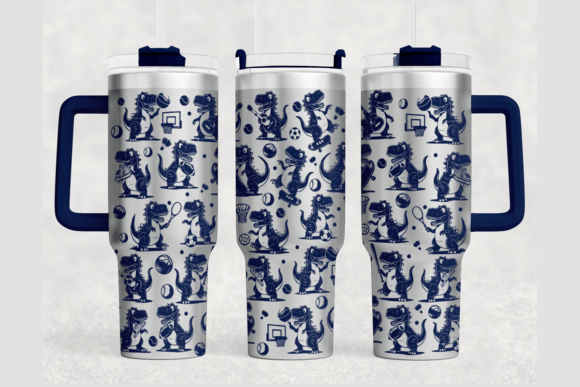 Dinosaur 40oz Laser Tumbler Wrap SVG: Graphics for Playful Local Branding