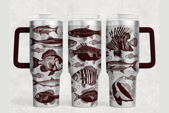Fish Pattern 40oz Laser Tumbler Wrap SVG
