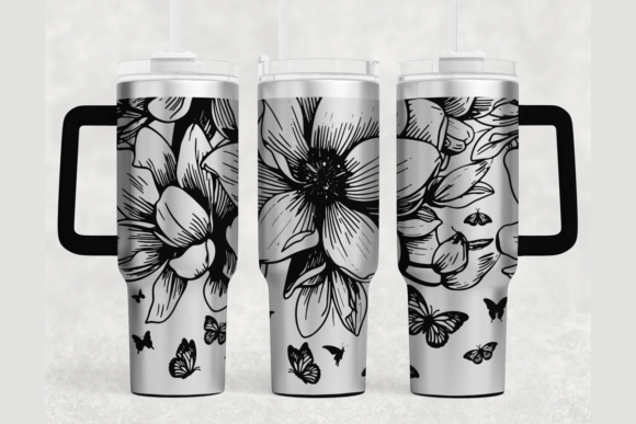 Flowers 40oz Laser Tumbler Wrap SVG: Graphics for Tumbler Wraps