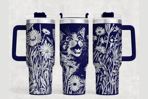 Funny Cat 40oz Laser Tumbler Wrap SVG: Graphics for Playful Tumbler Wraps