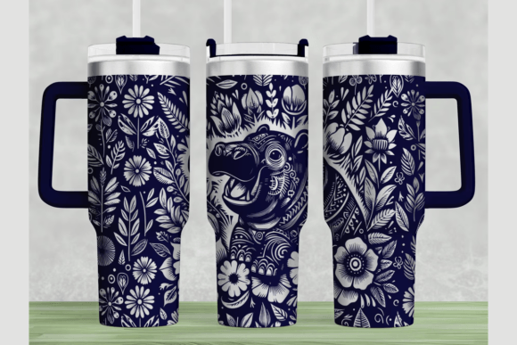 Hippo 40oz Laser Tumbler Wrap SVG: Graphics for Tumbler Wraps