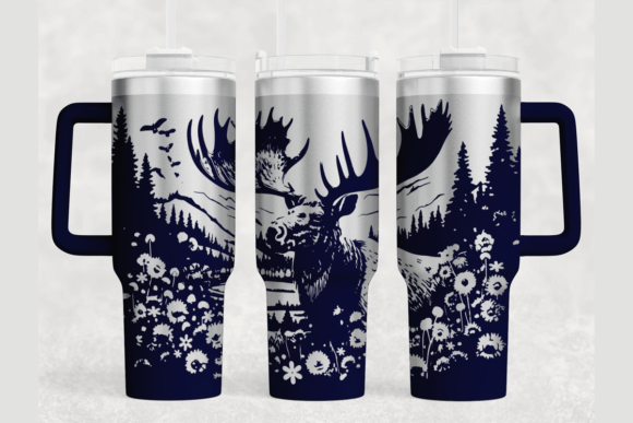 Moose 40oz Laser Tumbler Wrap SVG: Graphics for Local Business Branding