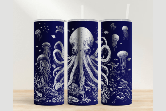 Octopus 20oz Laser Tumbler Wrap SVG: Graphics for Tumbler Wraps