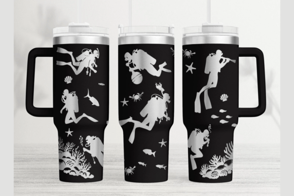 Scuba Diving 40oz Laser Tumbler Wrap SVG: Graphics for Impactful Tumbler Wraps