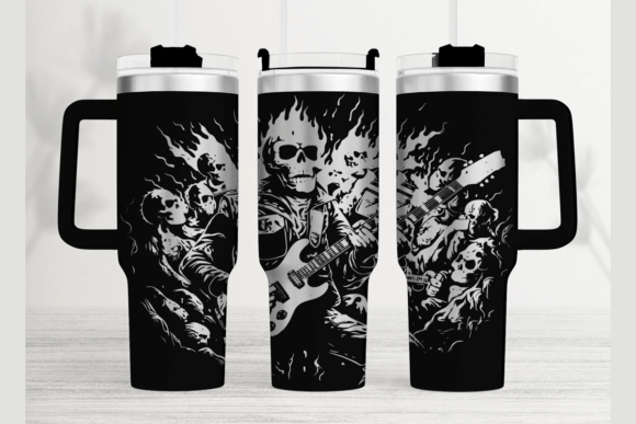 Skull Rocker 40oz Laser Tumbler Wrap SVG: Graphics for Bold Tumbler Wraps