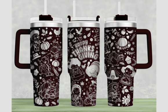 Thanksgiving 40oz Laser Tumbler Wrap SVG: Graphics for Tumbler Wraps