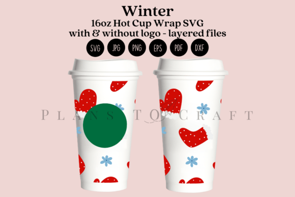 Winter Christmas 16oz Hot Cup Wrap SVG Graphics