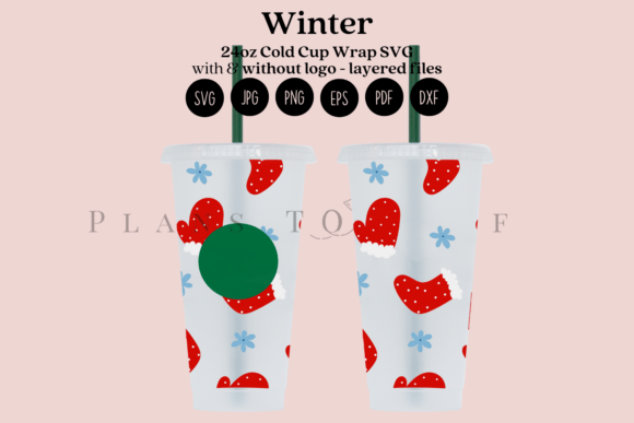Winter Christmas 24oz Cold Cup Wrap SVG Graphics
