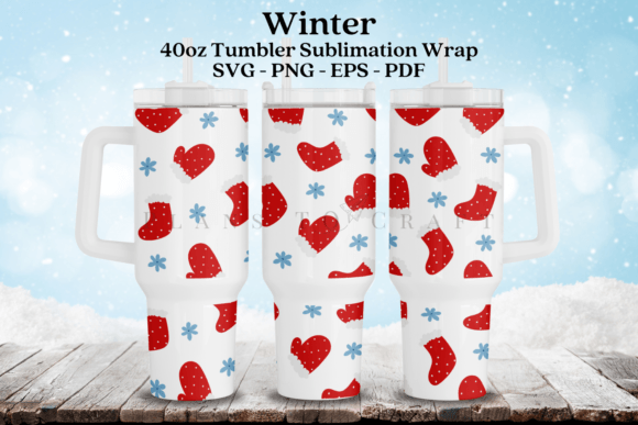 Winter Christmas 40oz Tumbler Wrap SVG Graphics
